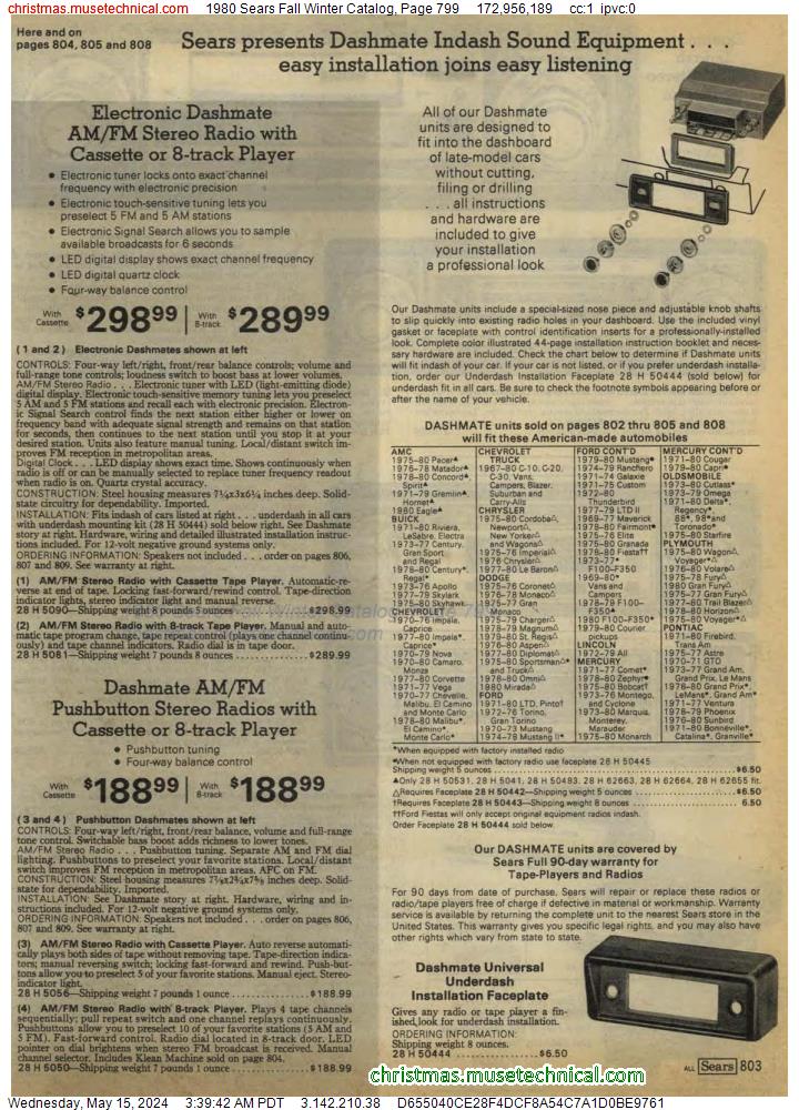 1980 Sears Fall Winter Catalog, Page 799