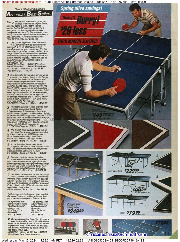 1986 Sears Spring Summer Catalog, Page 516