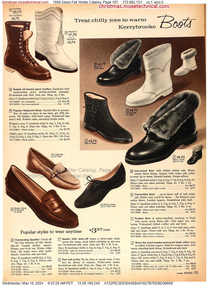 1959 Sears Fall Winter Catalog, Page 197