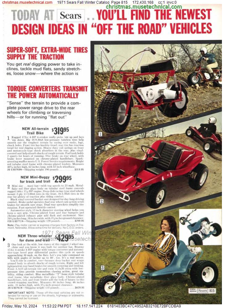 1971 Sears Fall Winter Catalog, Page 815
