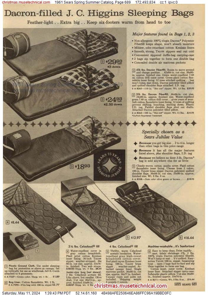1961 Sears Spring Summer Catalog, Page 689