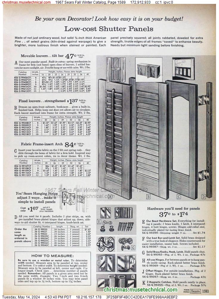 1967 Sears Fall Winter Catalog, Page 1589