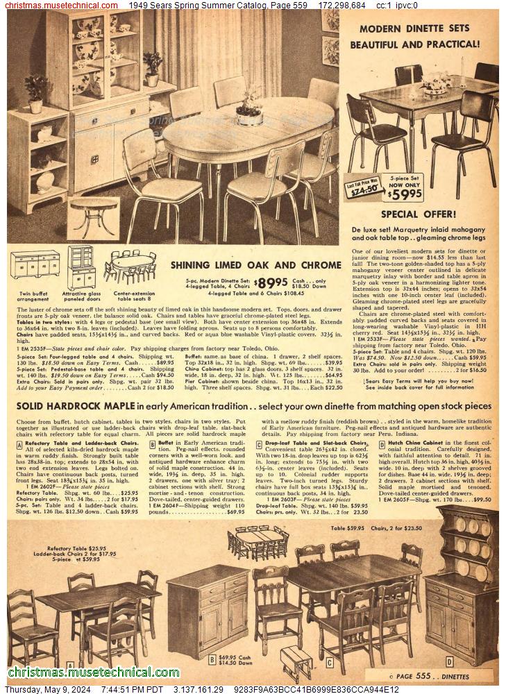 1949 Sears Spring Summer Catalog, Page 559