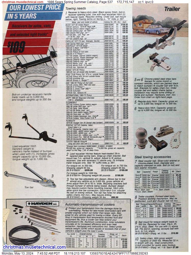 1986 Sears Spring Summer Catalog, Page 537