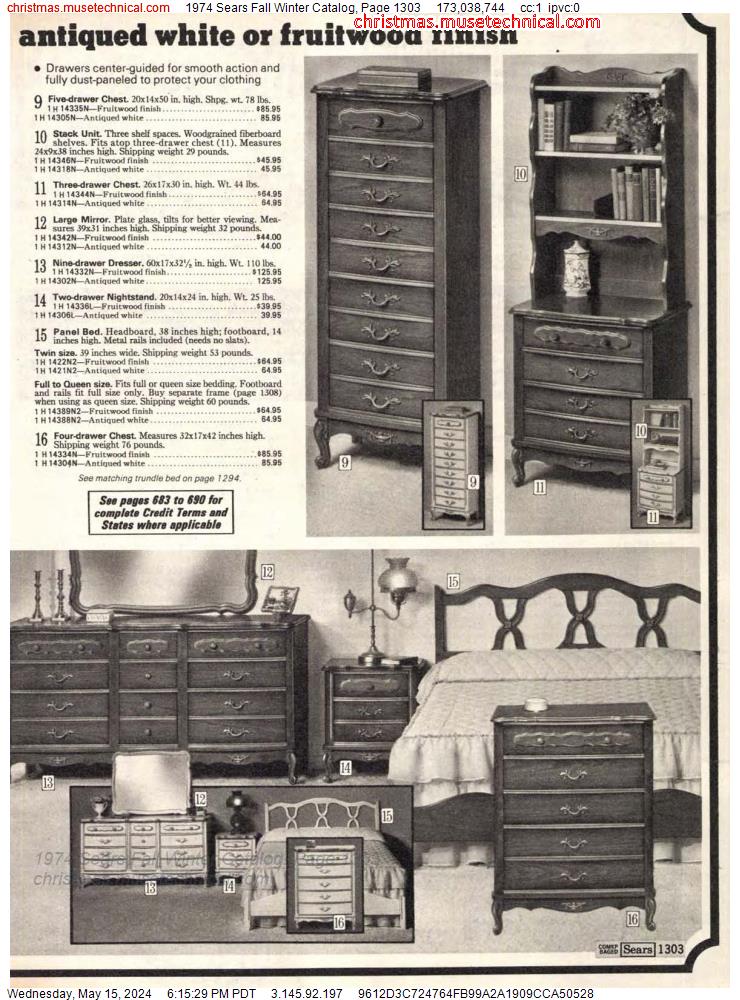 1974 Sears Fall Winter Catalog, Page 1303
