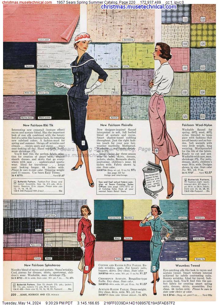 1957 Sears Spring Summer Catalog, Page 220