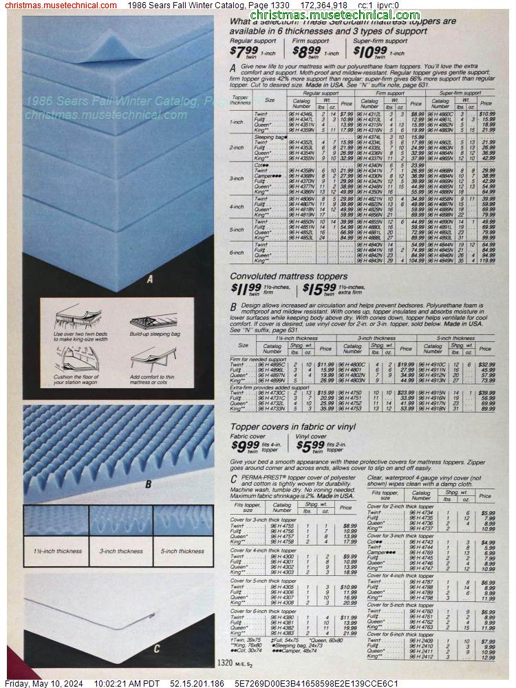 1986 Sears Fall Winter Catalog, Page 1330