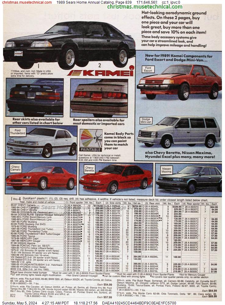 1989 Sears Home Annual Catalog, Page 839