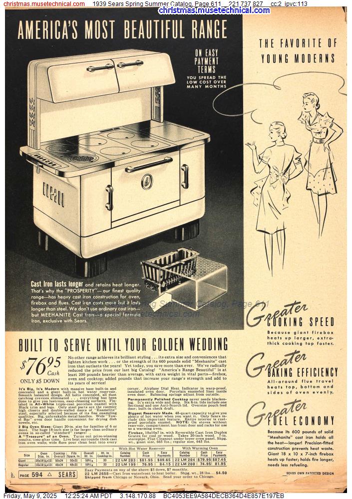 1939 Sears Spring Summer Catalog, Page 611