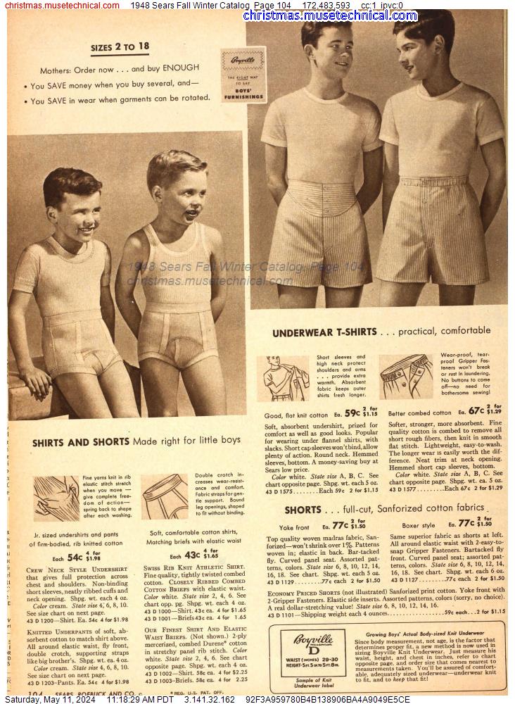 1948 Sears Fall Winter Catalog, Page 104