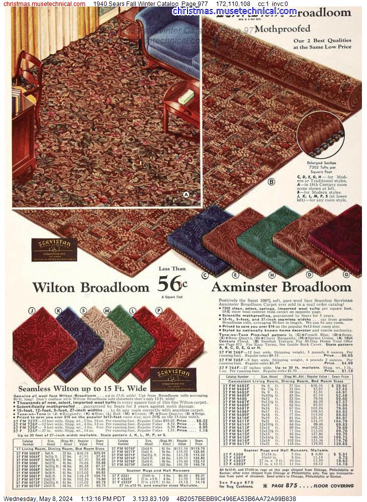 1940 Sears Fall Winter Catalog, Page 977
