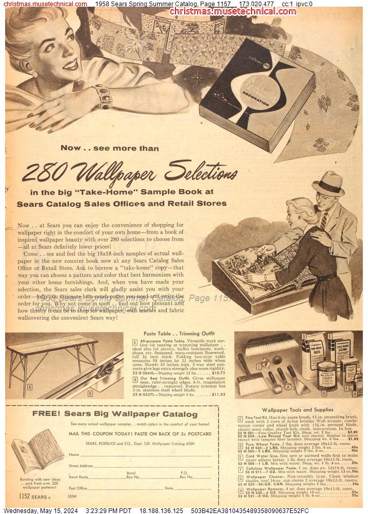 1958 Sears Spring Summer Catalog, Page 1157