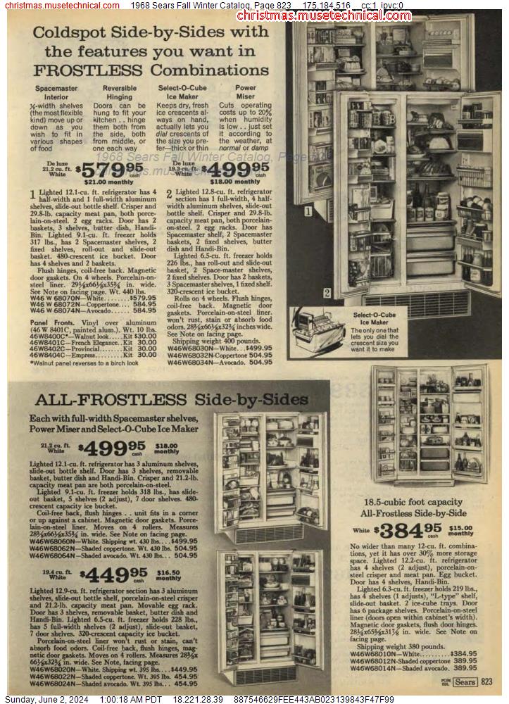 1968 Sears Fall Winter Catalog, Page 823