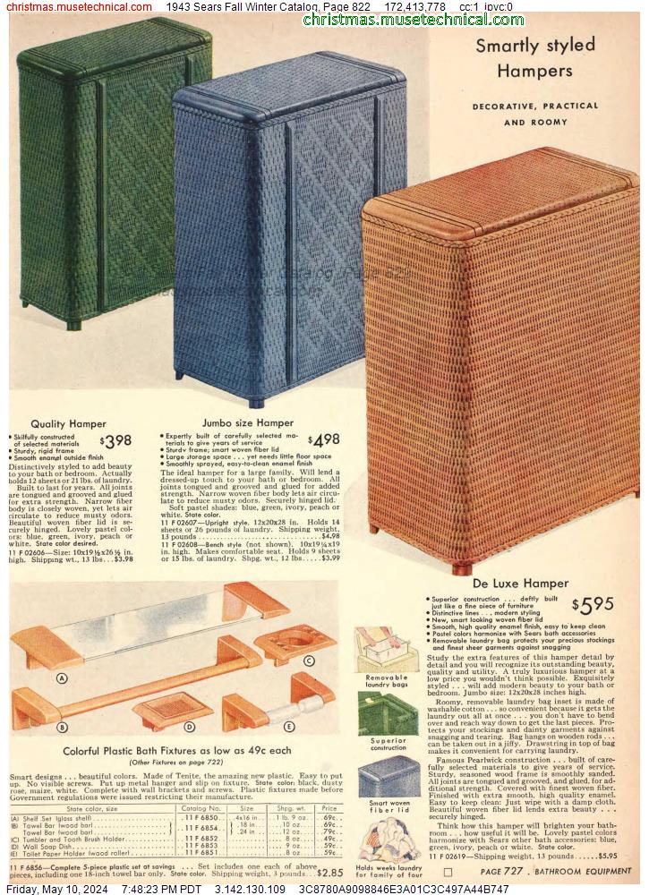 1943 Sears Fall Winter Catalog, Page 822