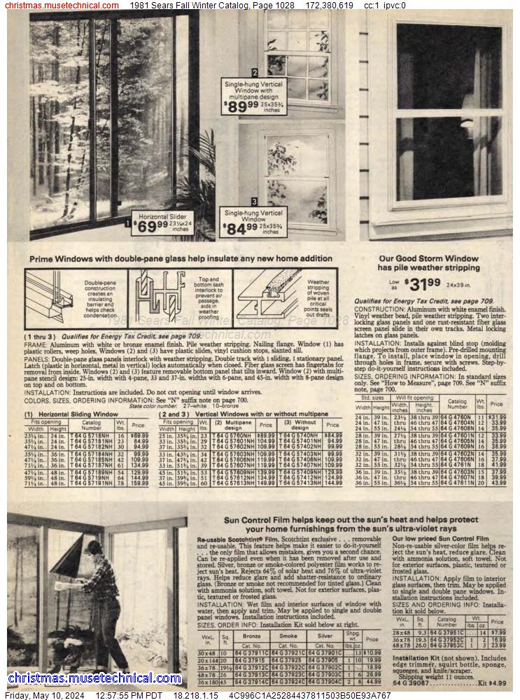 1981 Sears Fall Winter Catalog, Page 1028