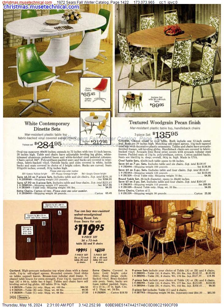 1972 Sears Fall Winter Catalog, Page 1422