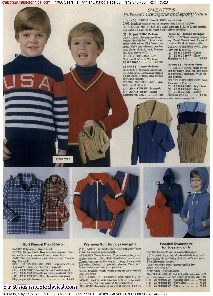 1980 Sears Fall Winter Catalog, Page 36