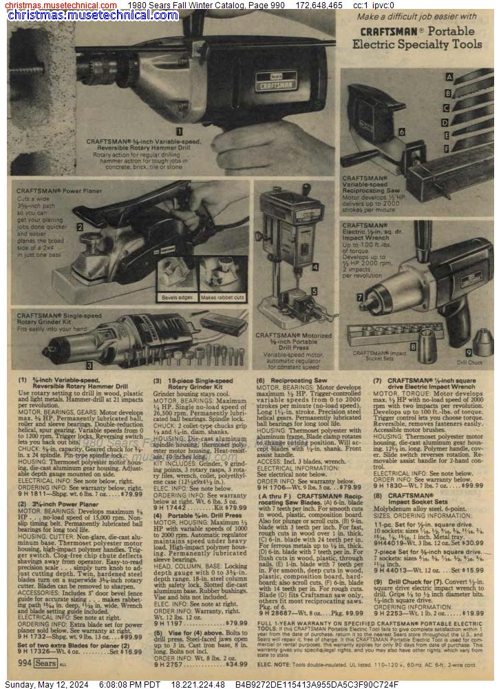 1980 Sears Fall Winter Catalog, Page 990