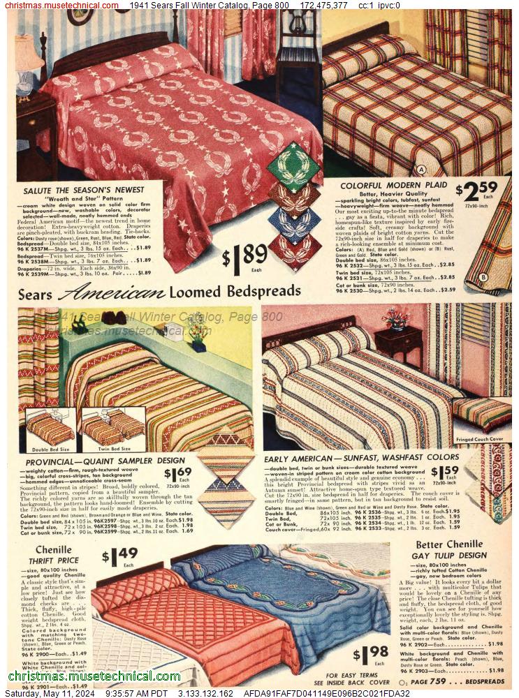 1941 Sears Fall Winter Catalog, Page 800