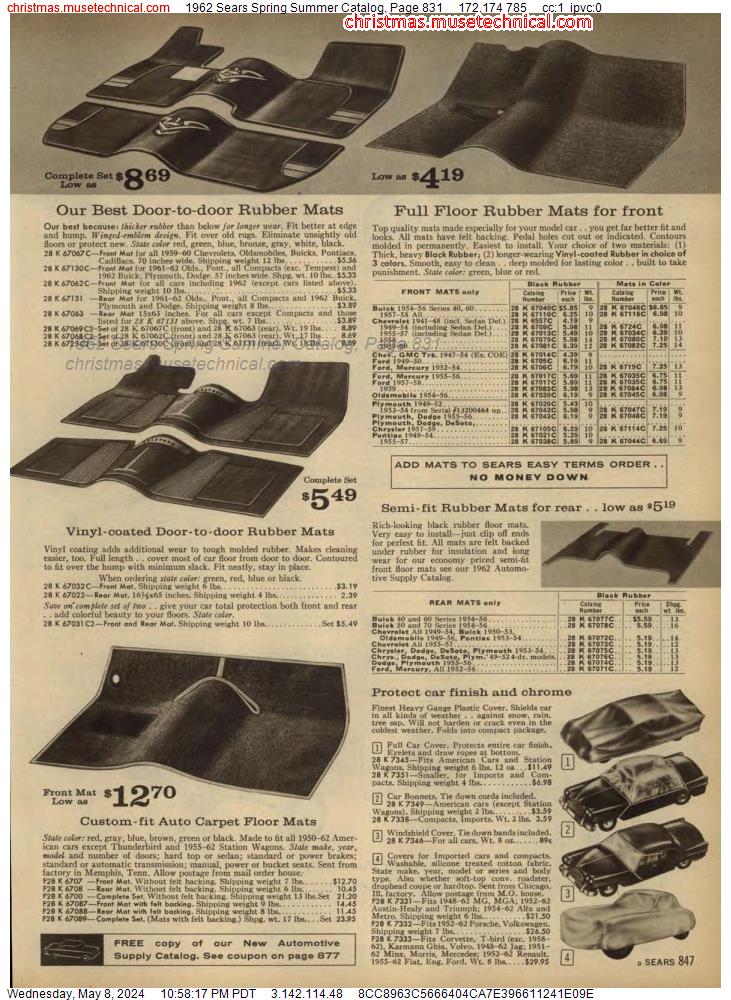 1962 Sears Spring Summer Catalog, Page 831