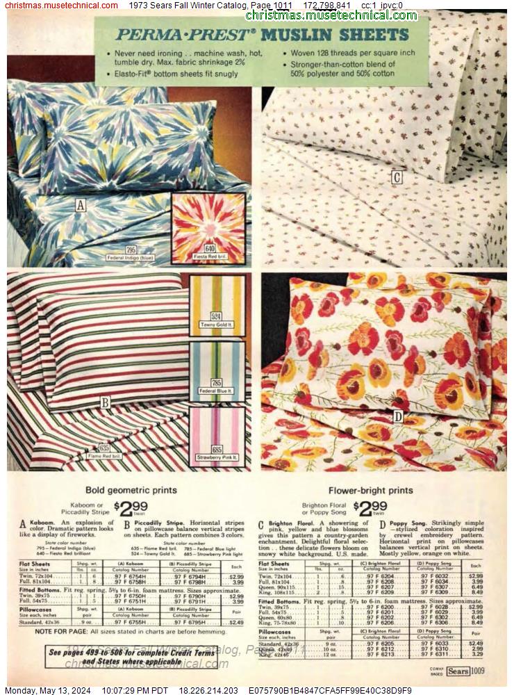 1973 Sears Fall Winter Catalog, Page 1011