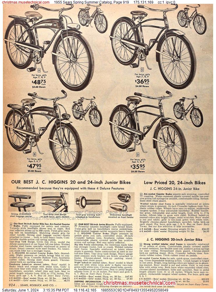 1955 Sears Spring Summer Catalog, Page 919