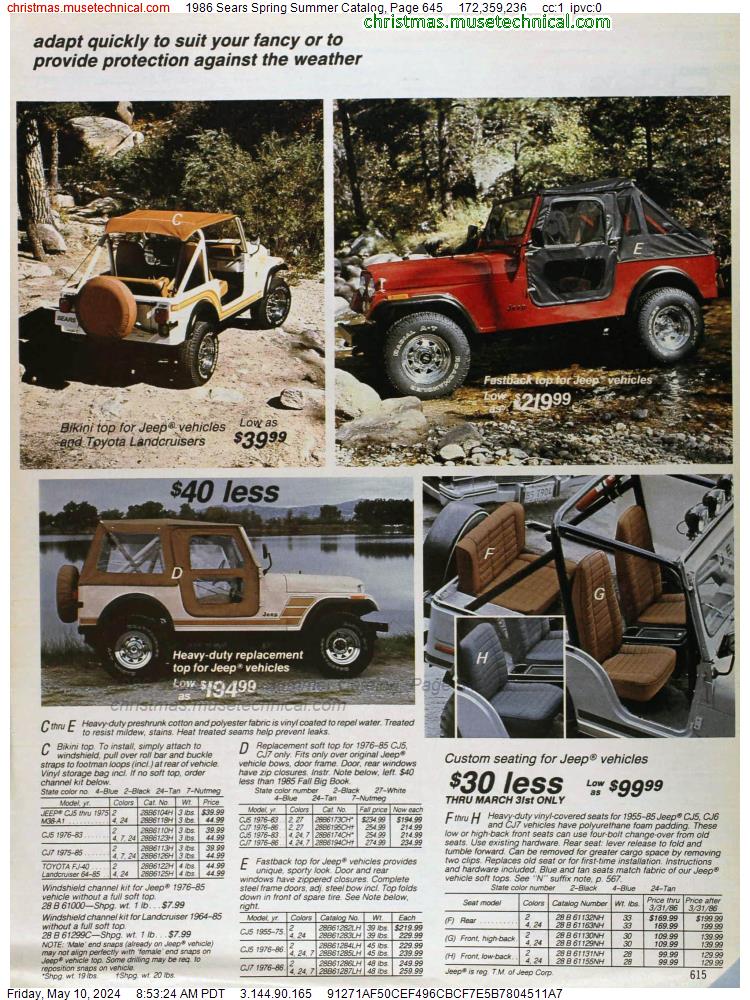 1986 Sears Spring Summer Catalog, Page 645