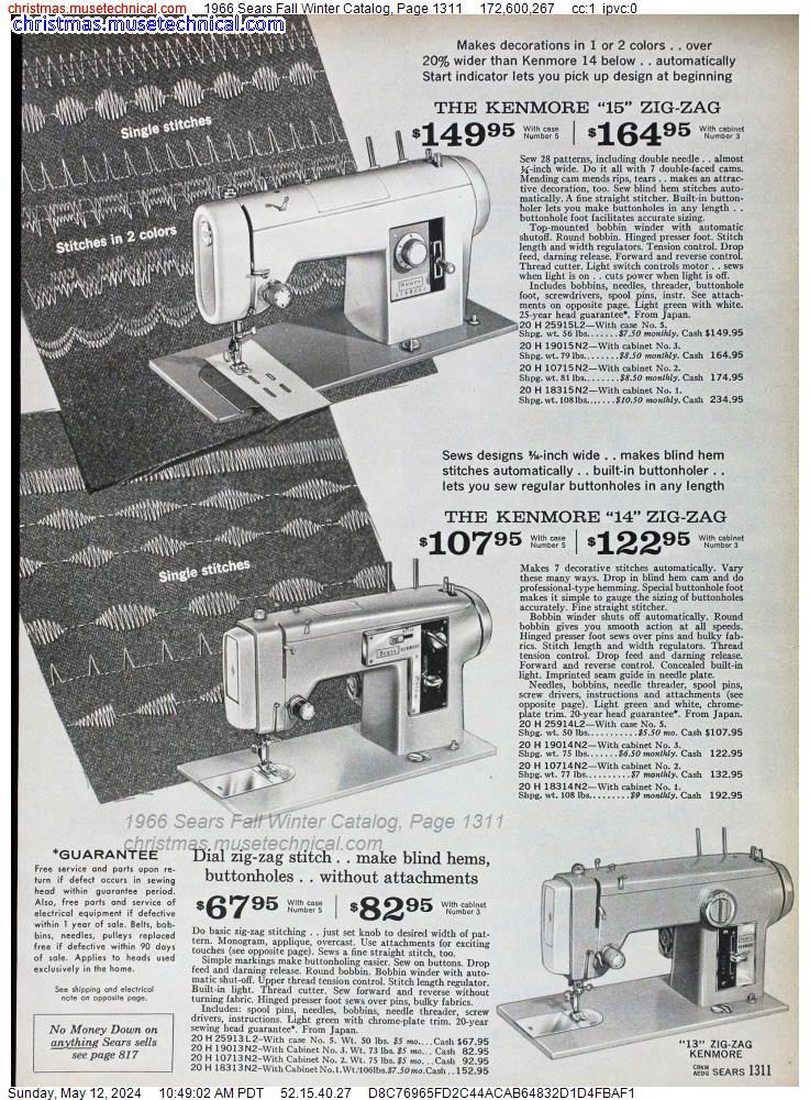 1966 Sears Fall Winter Catalog, Page 1311