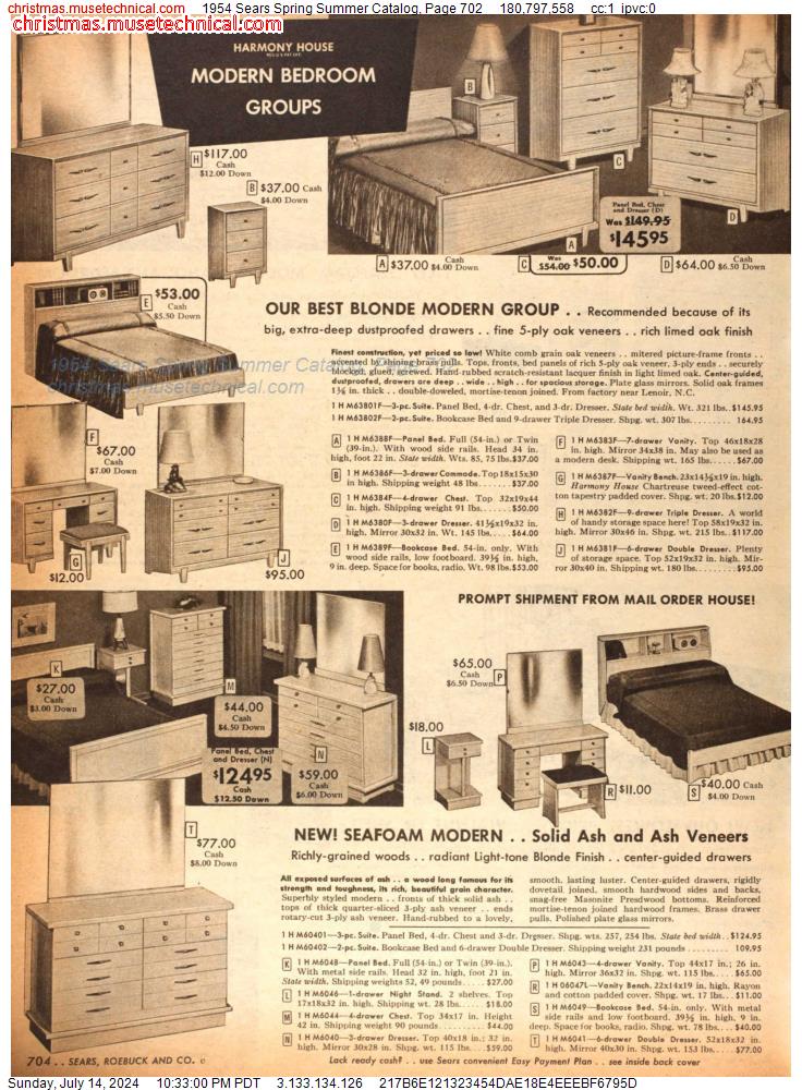 1954 Sears Spring Summer Catalog, Page 702