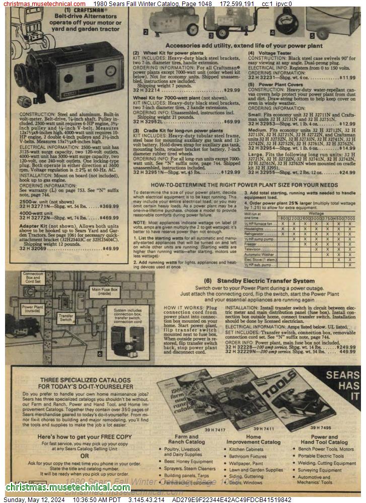 1980 Sears Fall Winter Catalog, Page 1048