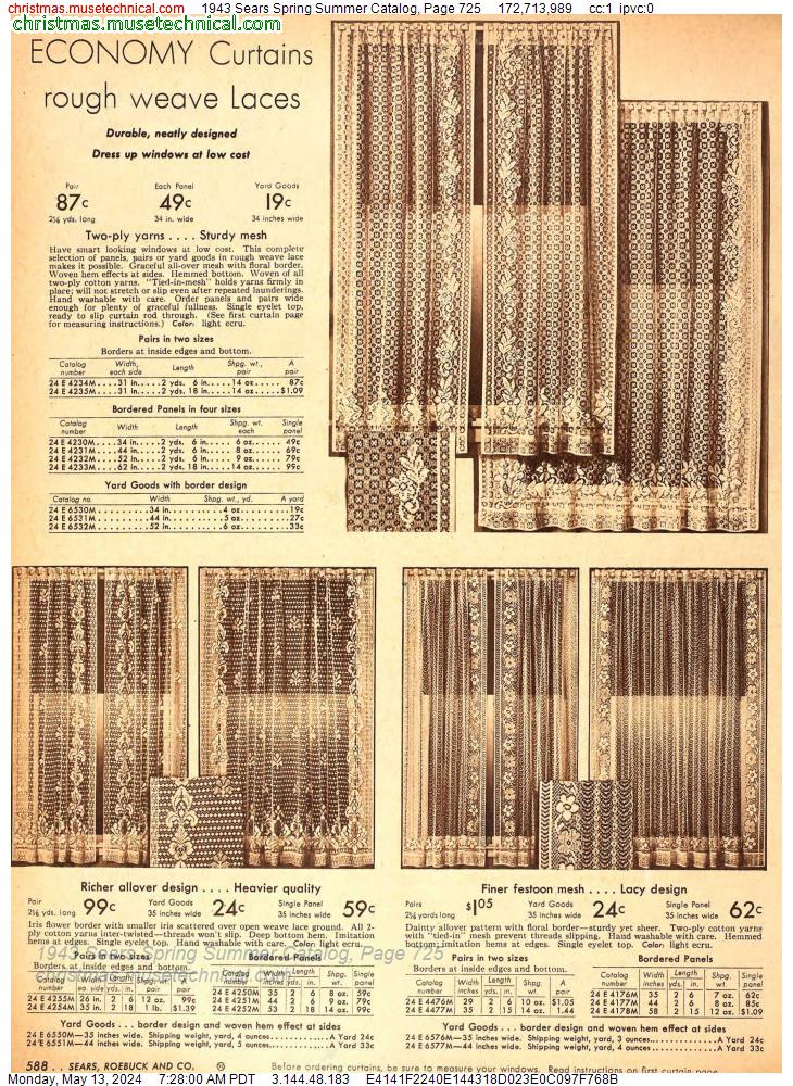 1943 Sears Spring Summer Catalog, Page 725