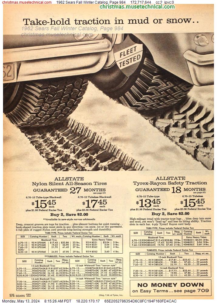 1962 Sears Fall Winter Catalog, Page 984