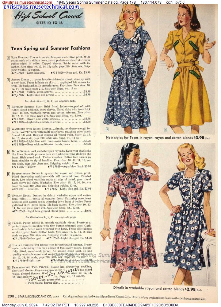 1945 Sears Spring Summer Catalog, Page 178