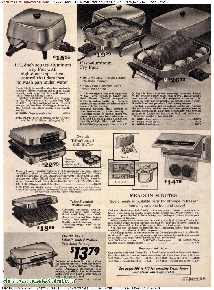 1972 Sears Fall Winter Catalog, Page 1081