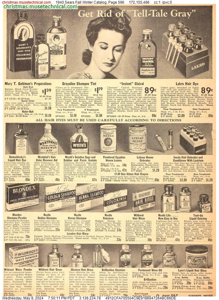 1940 Sears Fall Winter Catalog, Page 596