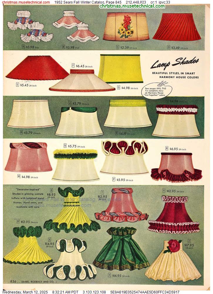 1952 Sears Fall Winter Catalog, Page 845