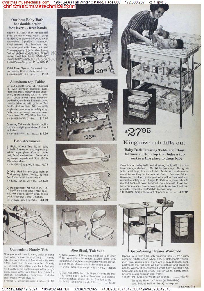 1964 Sears Fall Winter Catalog, Page 608