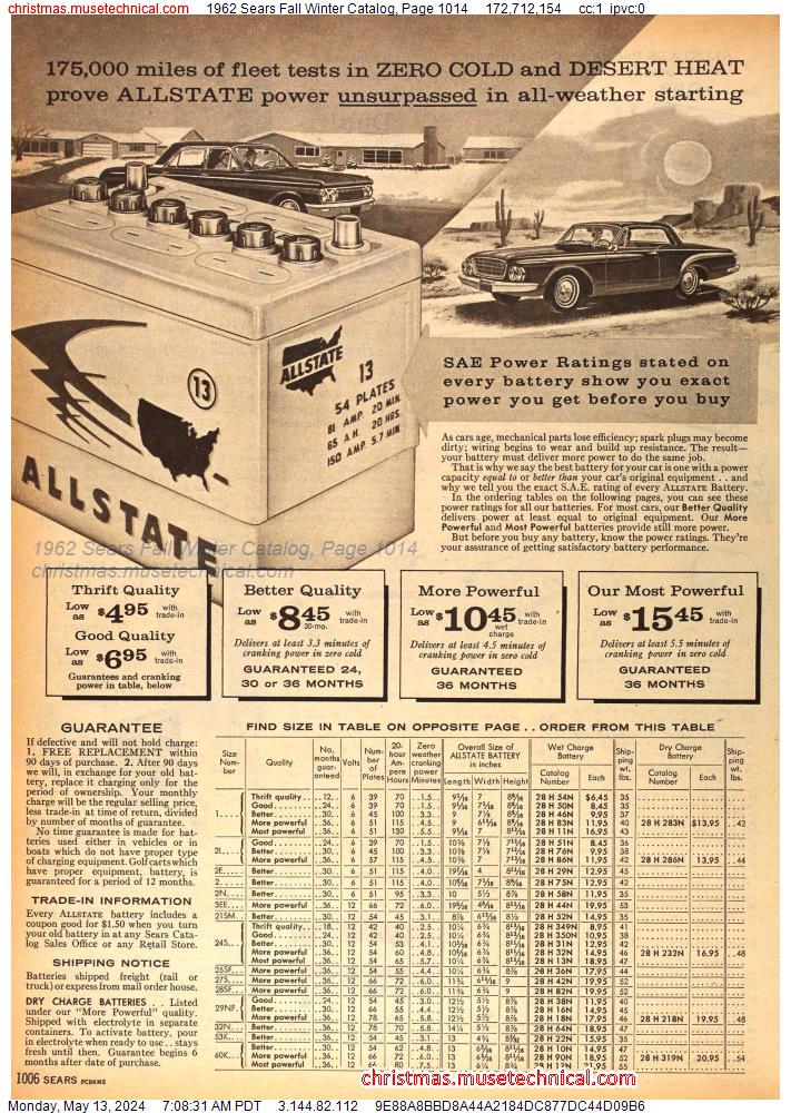 1962 Sears Fall Winter Catalog, Page 1014