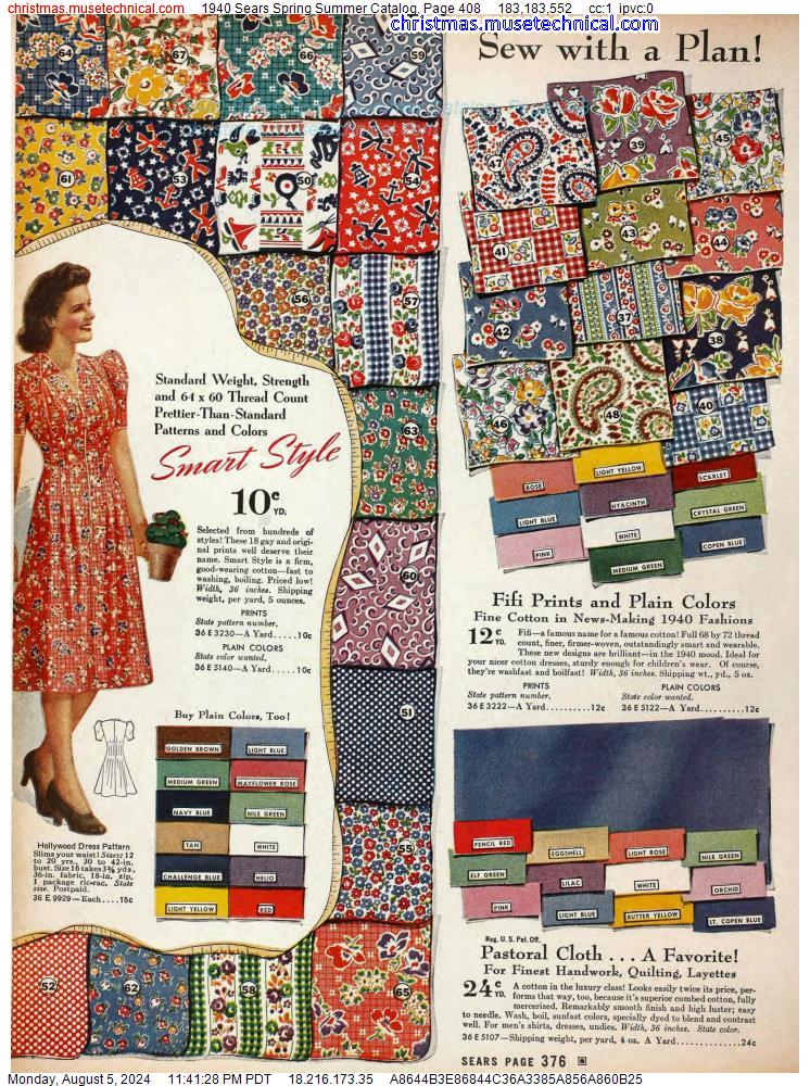1940 Sears Spring Summer Catalog, Page 408