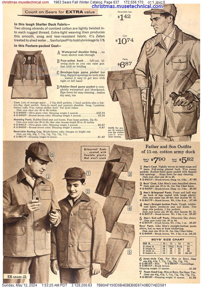 1963 Sears Fall Winter Catalog, Page 837
