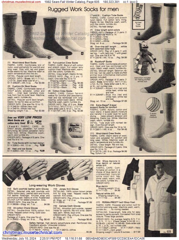 1982 Sears Fall Winter Catalog, Page 605