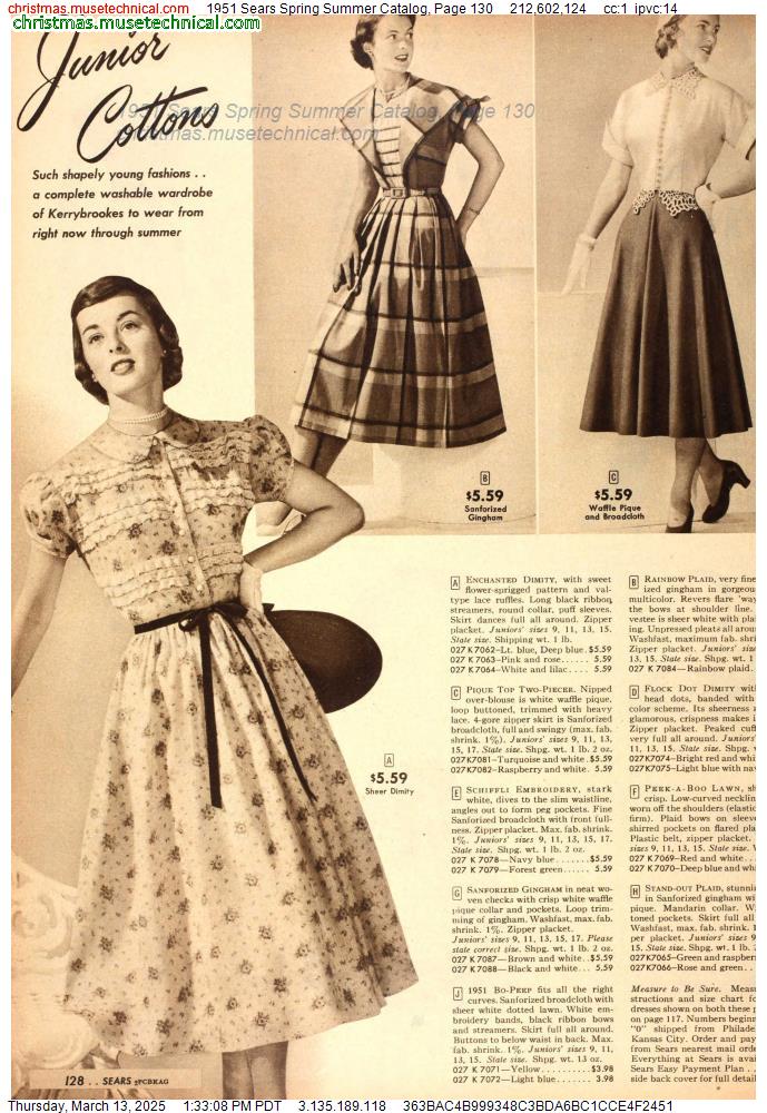 1951 Sears Spring Summer Catalog, Page 130