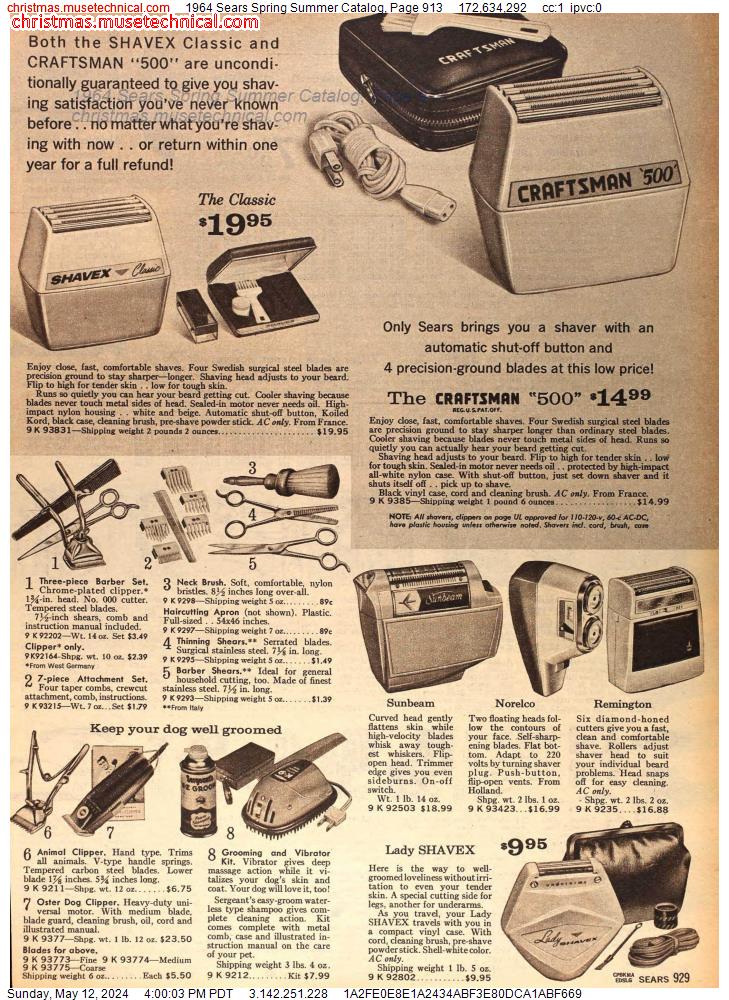 1964 Sears Spring Summer Catalog, Page 913