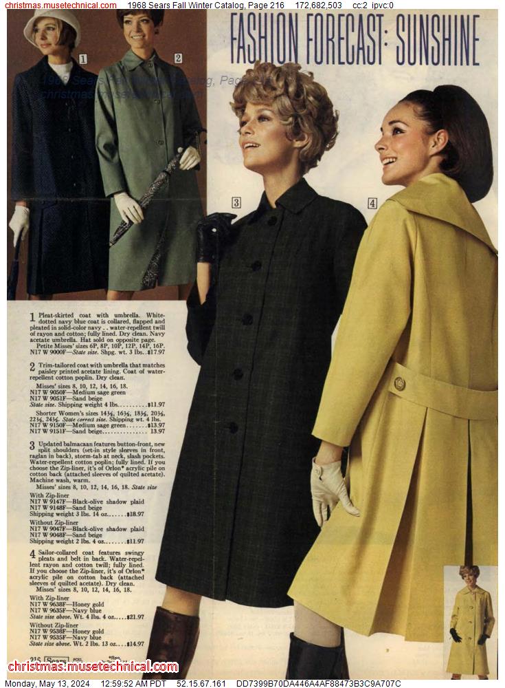 1968 Sears Fall Winter Catalog, Page 216