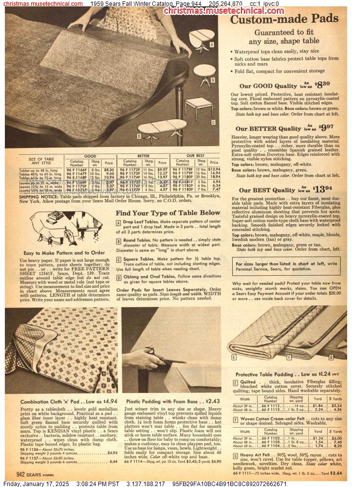 1959 Sears Fall Winter Catalog, Page 944