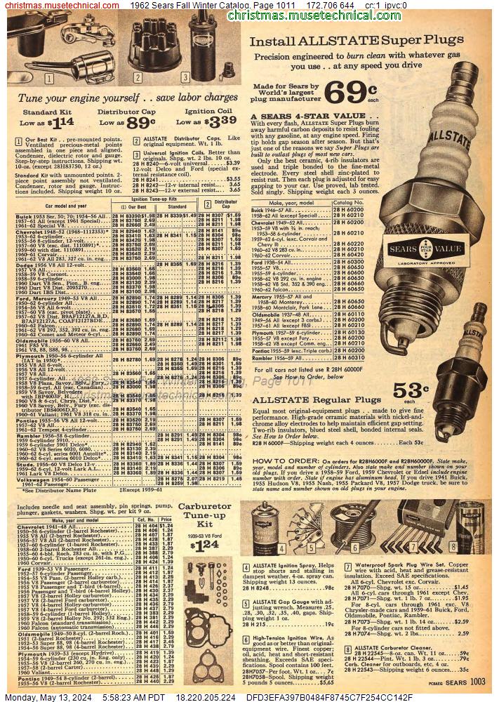 1962 Sears Fall Winter Catalog, Page 1011