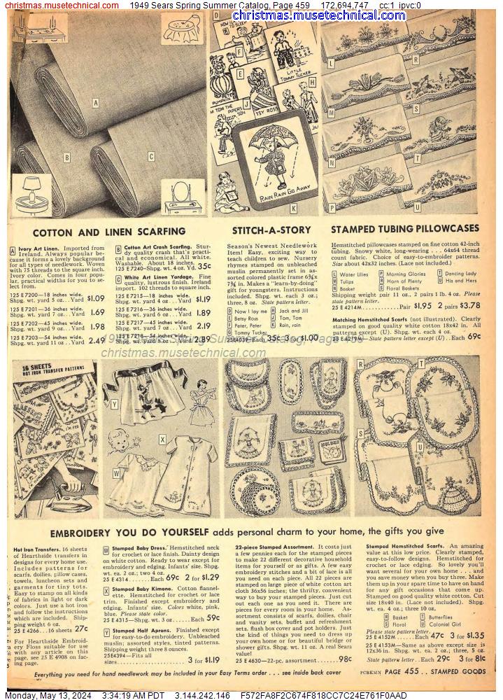 1949 Sears Spring Summer Catalog, Page 459