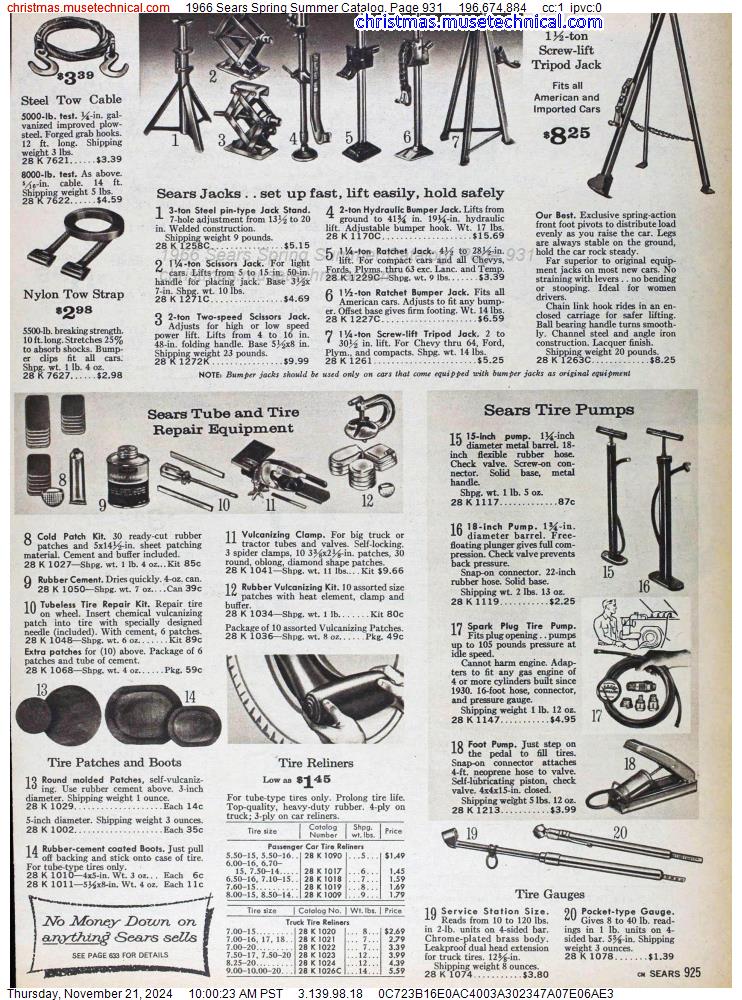 1966 Sears Spring Summer Catalog, Page 931