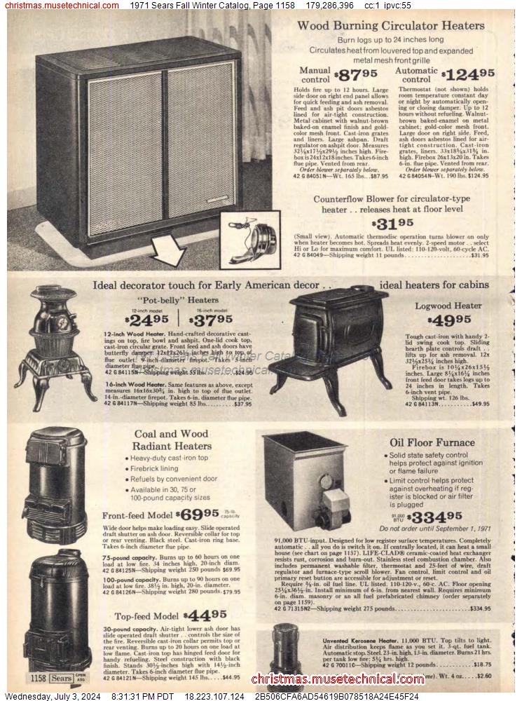 1971 Sears Fall Winter Catalog, Page 1158