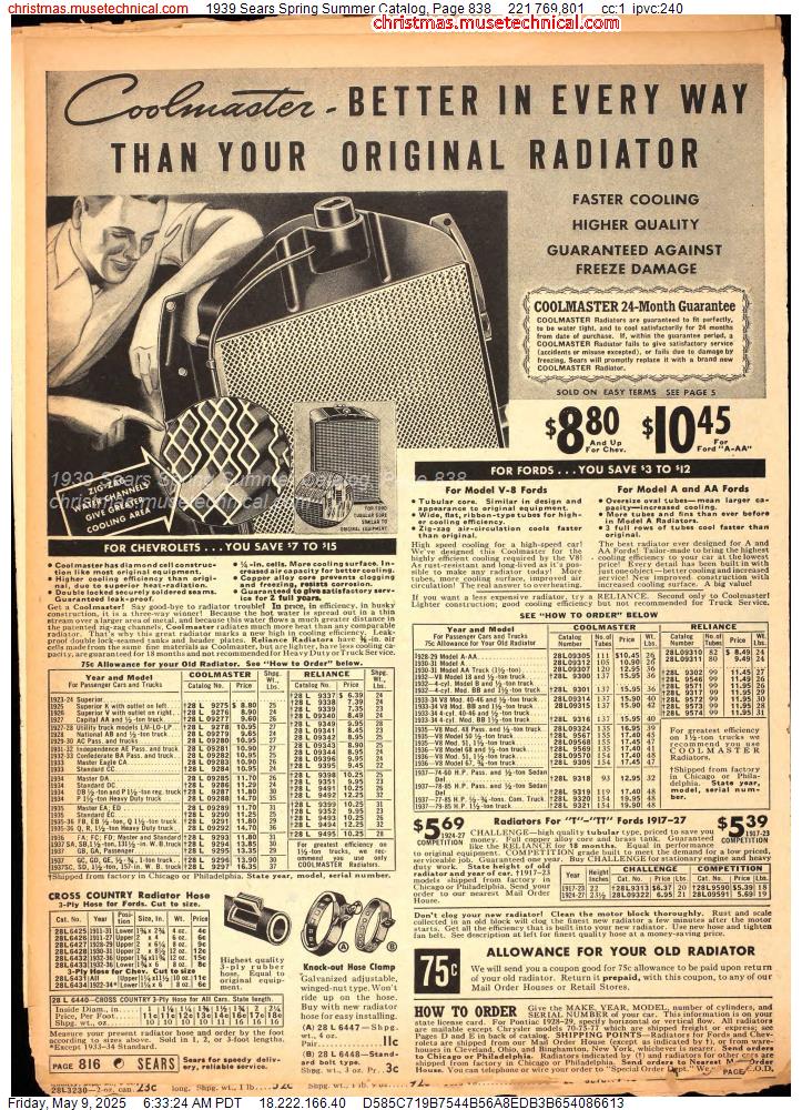 1939 Sears Spring Summer Catalog, Page 838